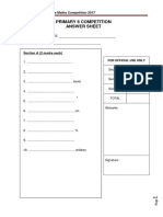 Primary 6 Competition Answer Sheet