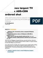 Philippines Largest TV Network ABS ORDERED SHUT 05.05.20