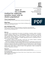 Secondary Analysis of Qualitative Data: A Valuable Method For Exploring Sensitive Issues With An Elusive Population?