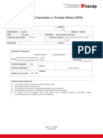 Evaluación Sumativa 1: Prueba Mixta (35%) : Inglés 1 Rancagua Departamento de Inglés #1,2 2.1.3