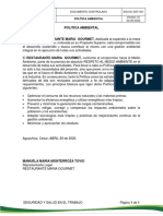 Política Ambiental - Manuela Maria-Auxiliar de Servicios