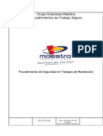 Grupo Empresas Maestra Procedimientos de Trabajo Seguro: Procedimiento de Seguridad en Trabajos de Mantención