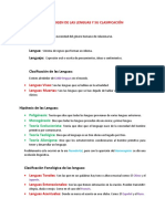 Origen de Las Lenguas y Su Clasificación