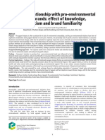 Consumer Relationship With Pro-Environmental Apparel Brands: Effect of Knowledge, Skepticism and Brand Familiarity