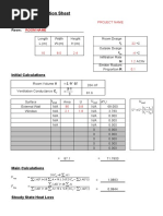 Heat Loss Calculation Sheet: Data Input