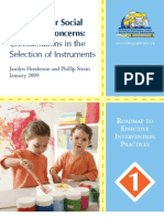 Screening For Social Emotional Concerns: Considerations in The Selection of Instruments January 2009