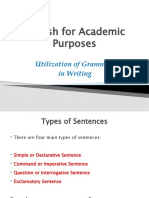 English For Academic Purposes: Utilization of Grammar in Writing