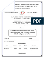 MEMOIRE de MASTER. Thème. Conception Et Dimensionnement D Un Réseau D Assainissement de Draa Erich Et La Simulation À L Aide Du Logiciel Sewer-Cad