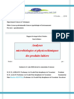 Analyses Microbiologies Et Physicochimiques Des Produits Laitiers