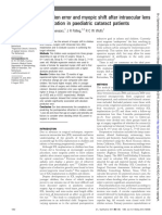 Prediction Error and Myopic Shift After Intraocular Lens Implantation in Paediatric Cataract Patients