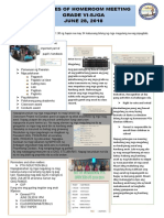Minutes of Homeroom Meeting Grade Vi-Sjga JUNE 28, 2018: Class Record