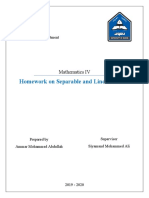 Homework On Separable and Linear ODE: Mathematics IV