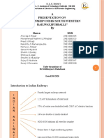 A Presentation On "Internship Under South Western Railway, Hubballi" by