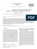 A Computational Approach To Evaluate Temperature and Heat Partition in Machining With Multilayer Coated Tools