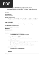 Format For Thesis/Research Proposal: (Quantitative Approach For Education, Humanities and Social Science)