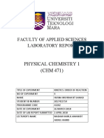 Physical Chemistry 1 (CHM 471) : Faculty of Applied Sciences Laboratory Report