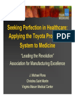 Seeking Perfection in Healthcare: Applying The Toyota Production System To Medicine