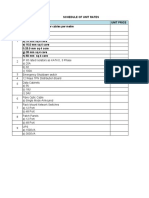 Item Description Unit Price Schedule of Unit Rates