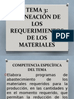 Tema 3: Planeación de LOS Requerimientos de Los Materiales