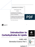 HUBS1403 - Biomedical Science 1 - Lecture 4. Carbohydrates and Lipids