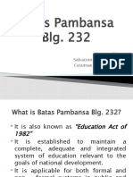 Batas Pambansa Blg. 232: Reported By: Salvacion L. Depositario Casumae L. Depositario