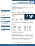 Countries and Nationalities Worksheet: Activity Type