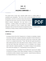 Unit - III Lesson 7 Holding Companies - I