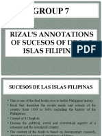 Group 7: Rizal'S Annotations of Sucesos of de Las Islas Filipinas