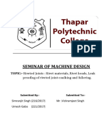 Seminar of Machine Design: TOPIC:-Riveted Joints: Rivet Materials, Rivet Heads, Leak