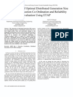 Determination of Optimal Distributed Generation Size For Losses - Protection Co-Ordination and Reliability Evaluation Using ETAP