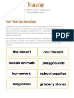 Task 1 Main Idea Word Cards: Lesson Plan For Grade 1, Language Arts Prepared by Mrs. Stone