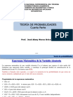 PRESENTACIÓN 4. Esperanza Matemática, Varianza, Covarianza de Una Variable Aleatoria, Teorema de Tchebyshev PDF