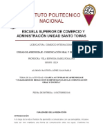 Bautista - López - Juan - Pablo - Cuarta Actividad de Aprendizaje IMPORTANCIA DE COM. ORAL Y ESCRITA Y CUALIDADES DE RECACCIÓN