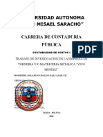 Trabajo de Investigacion en La Empresa de Torneria Yo Matriceria Metalica Vico Mendez