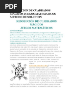 Resolucion de Cuadrados Mágicos Juegos Matematicos Metodo de Solucion