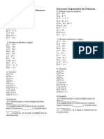 Exercícios Propriedades Das Potencias