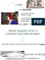 READING Involves A TEXT: Made Up of Sentences Discourse