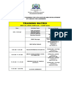 Training Matrix: Division of Misamis Oriental