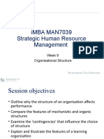 iMBA MAN7039 Strategic Human Resource Management: Week 9 Organisational Structure