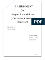 An Assignment ON Mergers & Acquisitions (ICICI Bank & Bank of Rajasthan)