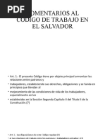 Comentarios Al Codigo de Trabajo en El Salvador