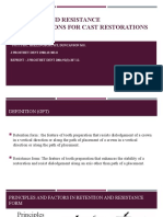 Retention and Resistance of Preparations For Cast Restorations