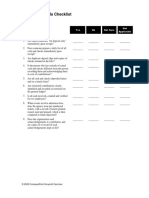 Internal Controls Checklist: Yes No Not Sure Not Applicable