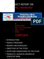 Project Report On: "Retail Financing"