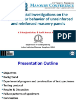 Experimental Investigations On The In-Plane Shear Behavior of Unreinforced and Reinforced Masonry Panels