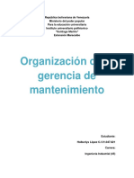 Organización de La Gerencia de Mantenimiento