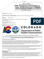 State of Colorado COVID Temp Surveillance and Date Epidemiologist Job Bulletin - May 28, 2020