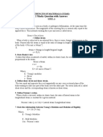 2 Marks Question With Answers: Strength of Materials (Ce1262) Unit - 1 1. Define Stress