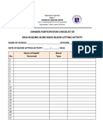 Donors Participation Checklist of 2016 Dugong Guro Mass Blood Letting Activity