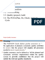 3.1. Process Checklists 3.2. Benchmarking 3.3. Quality (Project) Audit 3.4. The PCDA (Plan, Do, Check, and Act) Cycle